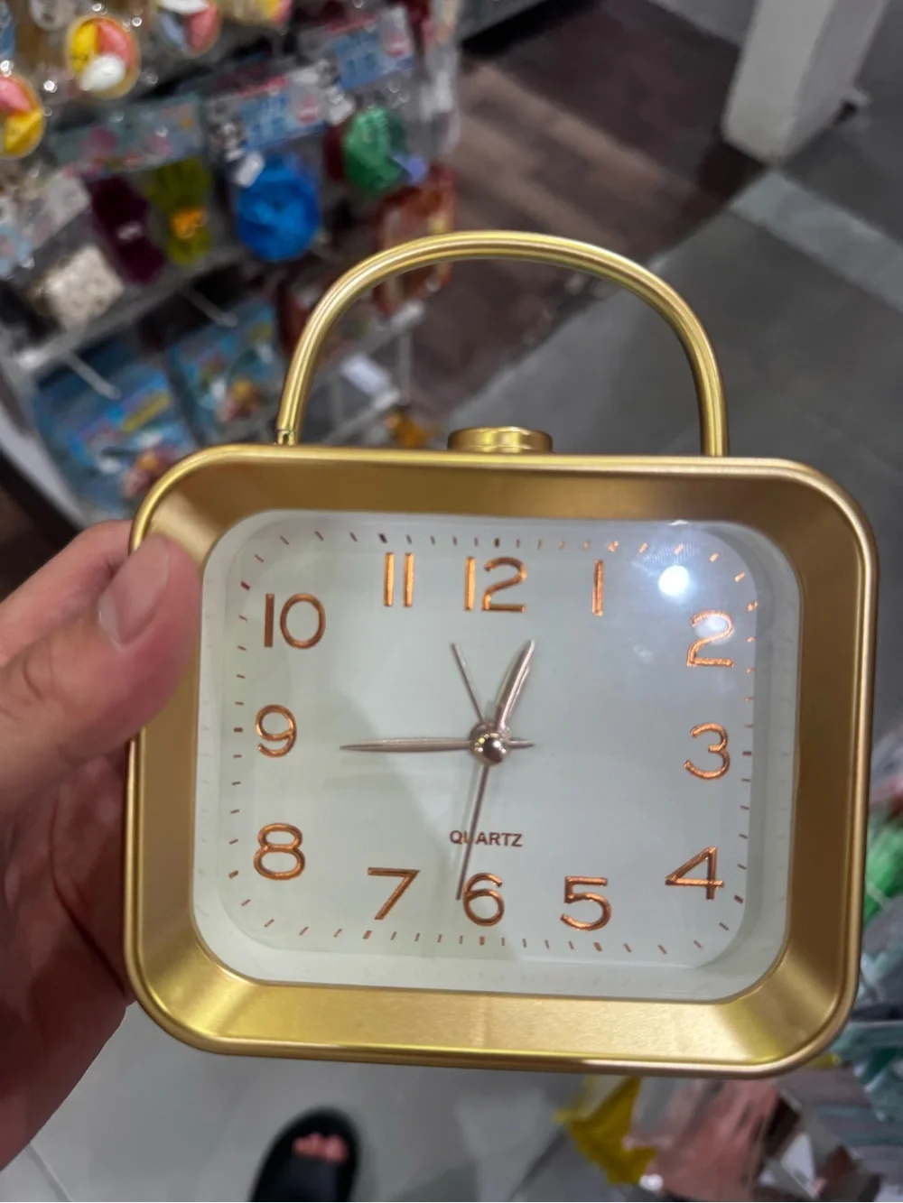 Modern Gold Square Quartz Alarm Clock - Unbranded